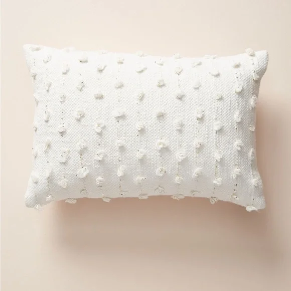 Anthropologie Woven Landen Pillow Cover Case Off White & Gold Rectangle home - Picture 1 of 10